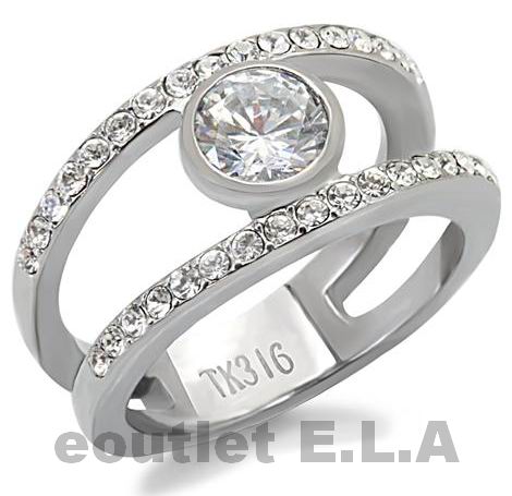 1.48CT CZ SOLITAIRE CHANNEL STAINLESS STEEL RING-5 sizes